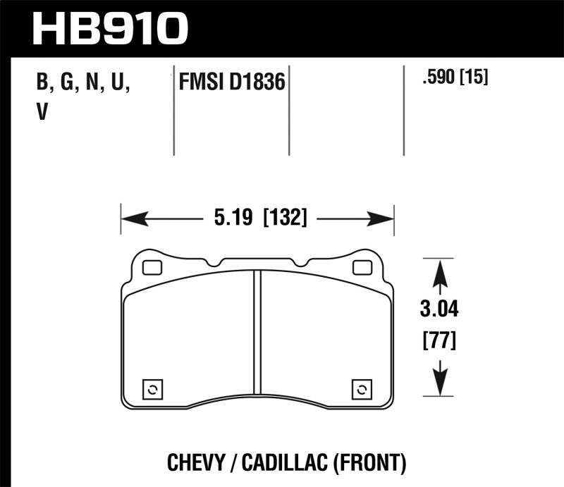 Cadillac XTS Brake Pads - Front - Hawk Performance - HP Plus Compound - `15-`16